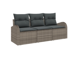 Conjunto 3 Conjunto De Sofá De Jardim Vidaxl Cinzento Vime Pe (55 X 55 X 37 Cm)