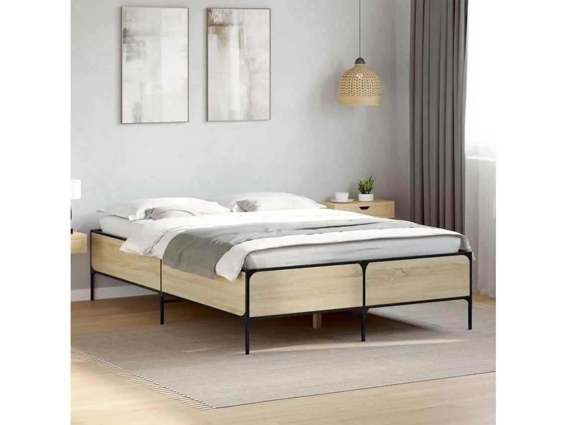 Vidaxl Estrutura De Cama 140x200 Cm Derivados Madeira/metal