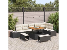 Vidaxl Conjunto De Sofá De Jardim 9 Unid. 8-número De Lugares Preto