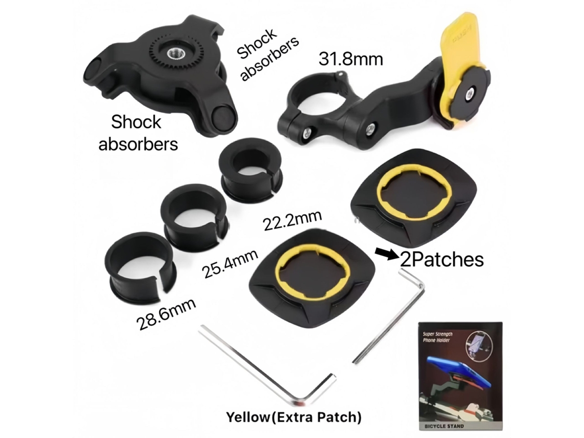 Bicicleta Suporte Telemóvel HEXINYIGJLY,com Filtro de Vibrações de Alta Frequência.rotação 360°, Navegação Amarelo