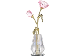 Escultura De Rosa De Cristal Com Vaso, Ornamento Floral Colecionável, Decoração De Casamento