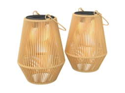 Conjunto de 2 luminárias solares de vime com acendimento automático, ip44, 16x16x21cm, marrom CHEZMOI