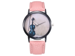 Relógio de pulso masculino analógico simples, ultrafino, com movimento de quartzo e pulseira de PU (rosa)