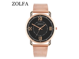 Relógio masculino de quartzo com mostrador redondo, elegante relógio de pulso casual, ouro rosa.