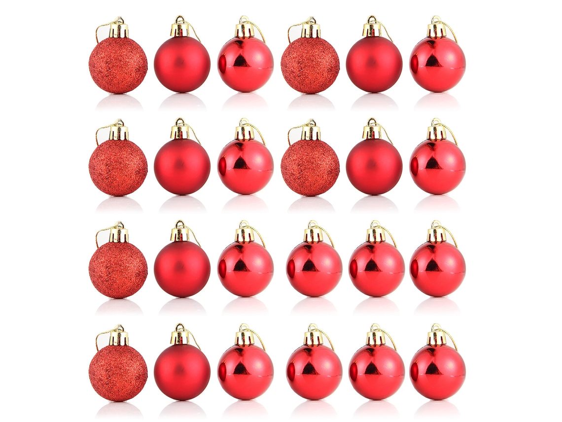 Laxiscreed Pack De 4 Bolas De Natal De Plástico 4cm Para Decoração De Árvore Natalícia Vermelha
