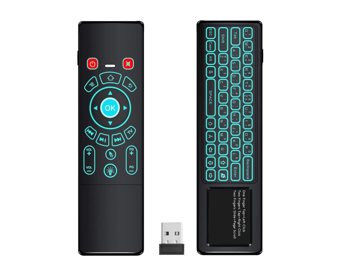 Teclado Sem Fio Mini Com Controle Remoto De Ar/touchpad/mouse Com Luz De Fundo Branca, Conexão 2.4ghz, Para Android Tv Box, Htpc, Iptv, Pc, Pad E Outr