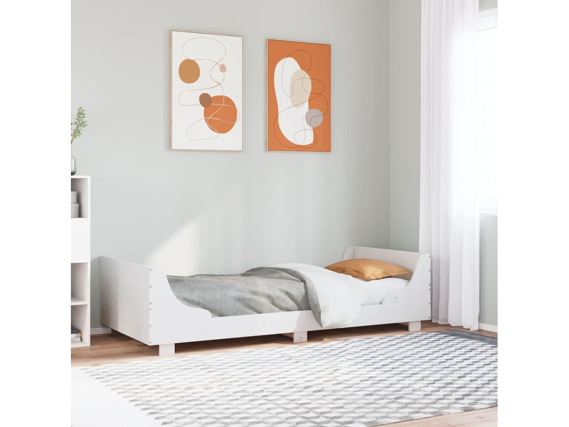 Vidaxl Cama Sem Colchão 75x190 Cm Madeira De Pinho Maciça Branco