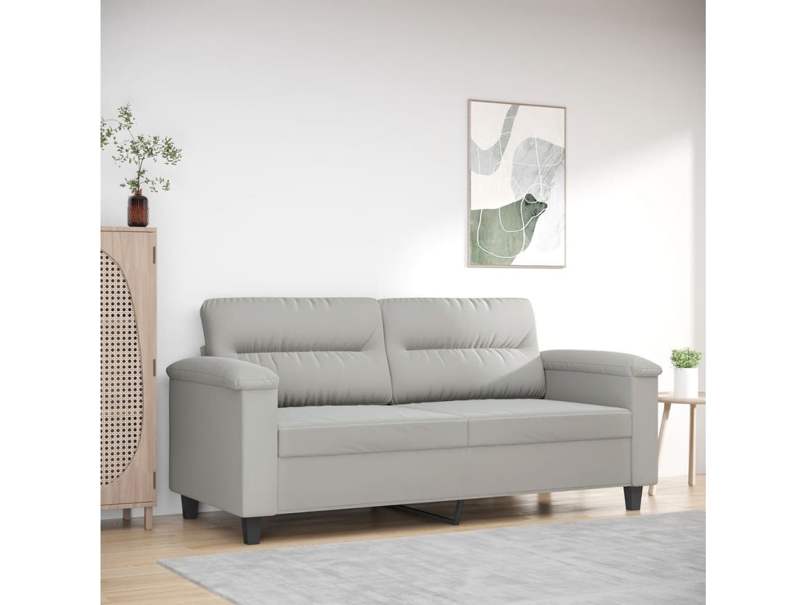 Sofá De 2 Lugares 140 Cm Tecido De Microfibra Cinzento Claro Lovely Home