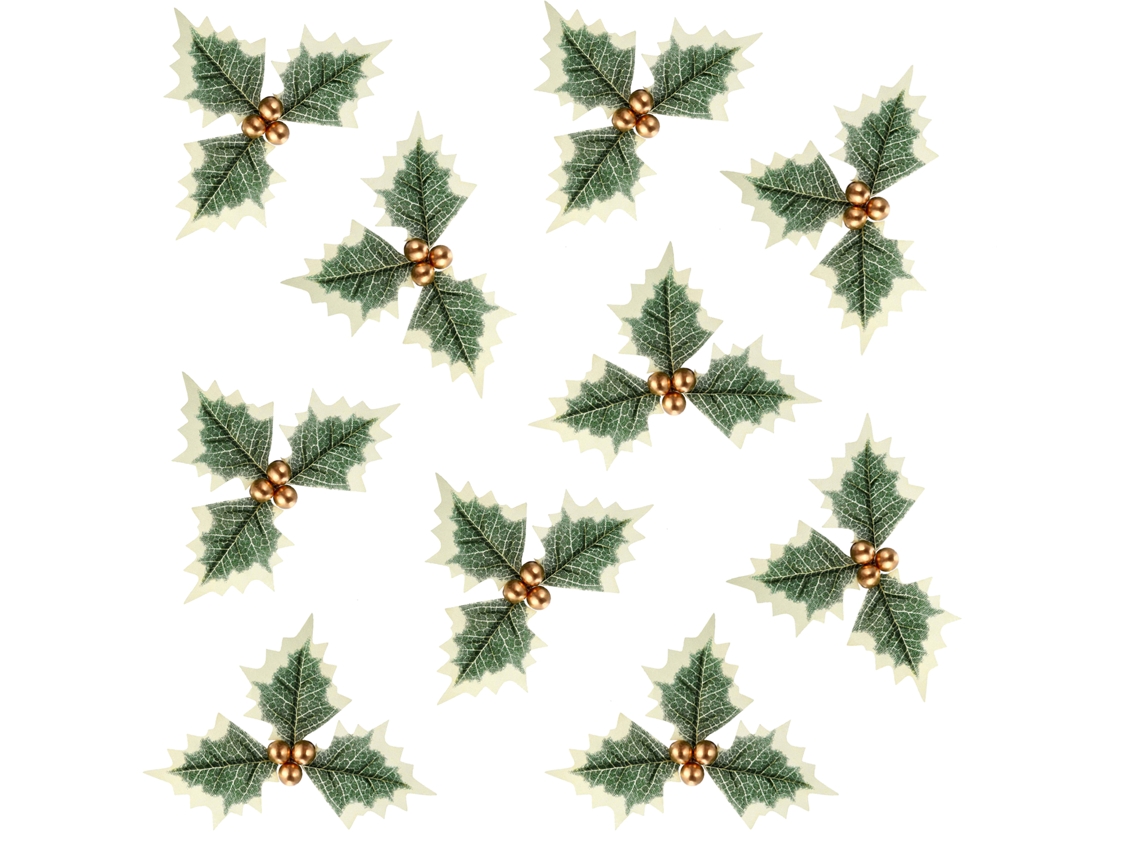 Pack de 10 Frutas Douradas e Folhas Artificiais para Natal com Ceres e Guirlandas LAXISCREED