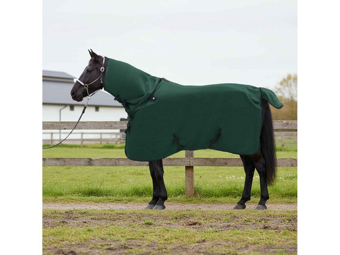 Vidaxl Cobertor De Cavalo Verde Escuro Total 75 Cm Fleece De Poliéster