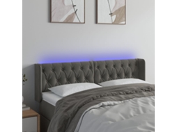 Vidaxl Cabeceira Cama C/ Luzes Led Veludo 147x16x78/88cm Cinza-escuro