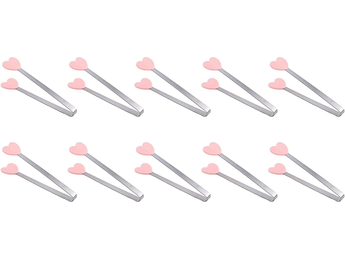 Conjunto De 10 Mini Pinças Alimentos Em Formato Coração Com Pontas Silicone Resistentes Ao Calor, Ideais Para Servir Em