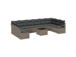 Conjunto 11 Conjunto De Móveis De Jardim Vidaxl Cinzento Vime Pe (344 X 177 X 85 Cm)
