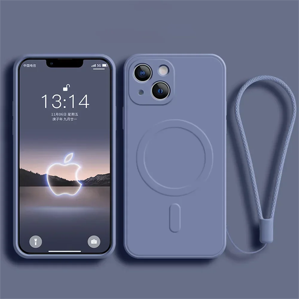Capa De Silicone Líquido Para Iphone 12 Pro (cinza), Compatível Com Carregamento Sem Fio Magnético.
