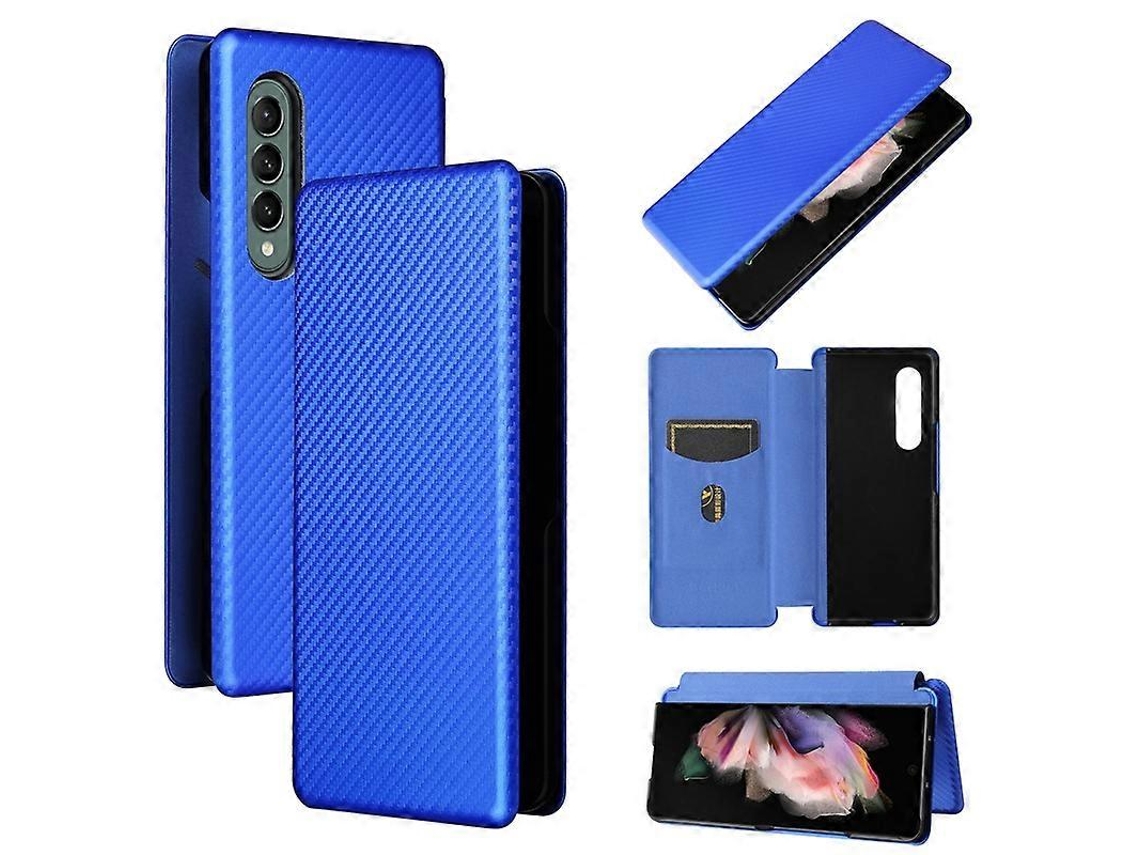 Capa De Celular Dobrável Em Couro Com Textura De Fibra De Carbono Para Samsung Galaxy Z Fold4