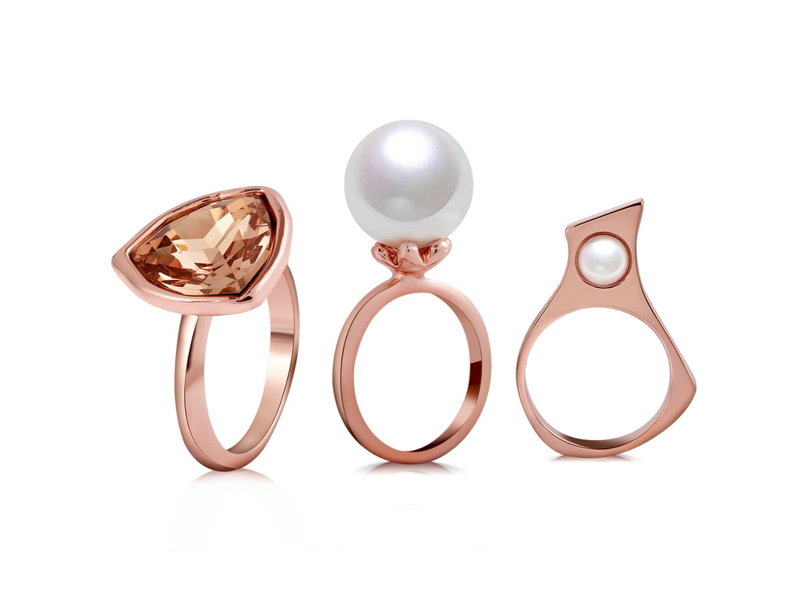 Anéis Liga Feminino Decoração Zircão Pérola Artificial