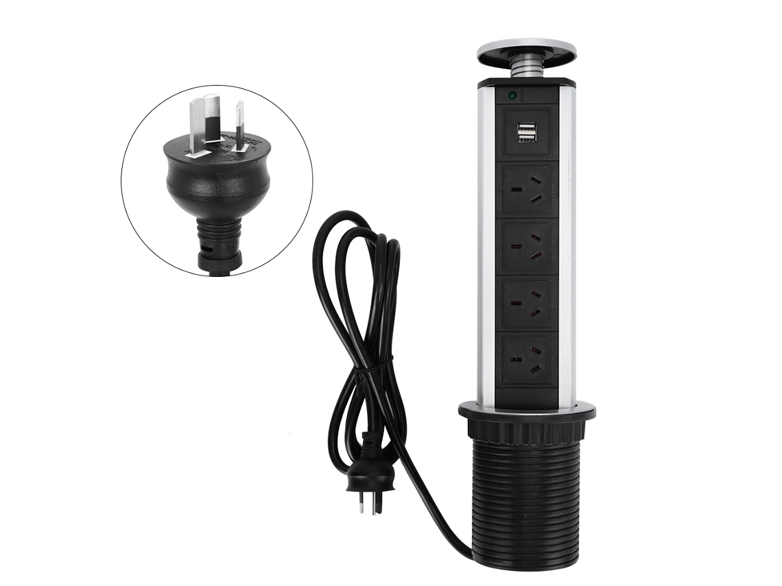 Laxiscreed Tomada De Mesa Vertical Embutida Pop-up Com 4 Saídas E Usb, Padrão Australiano 220v Elegante