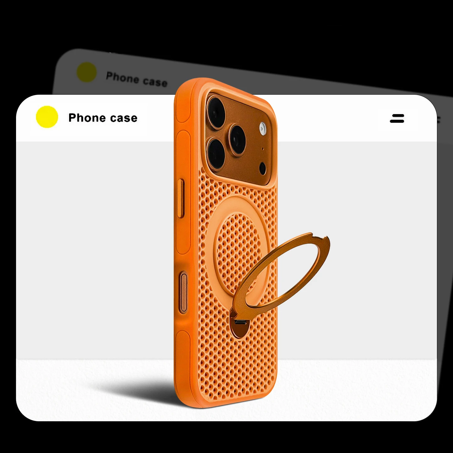 Capa Para Celular (iphone 15 Pro Max) Com Design Em Malha Alveolar, Transparente E Com Suporte.