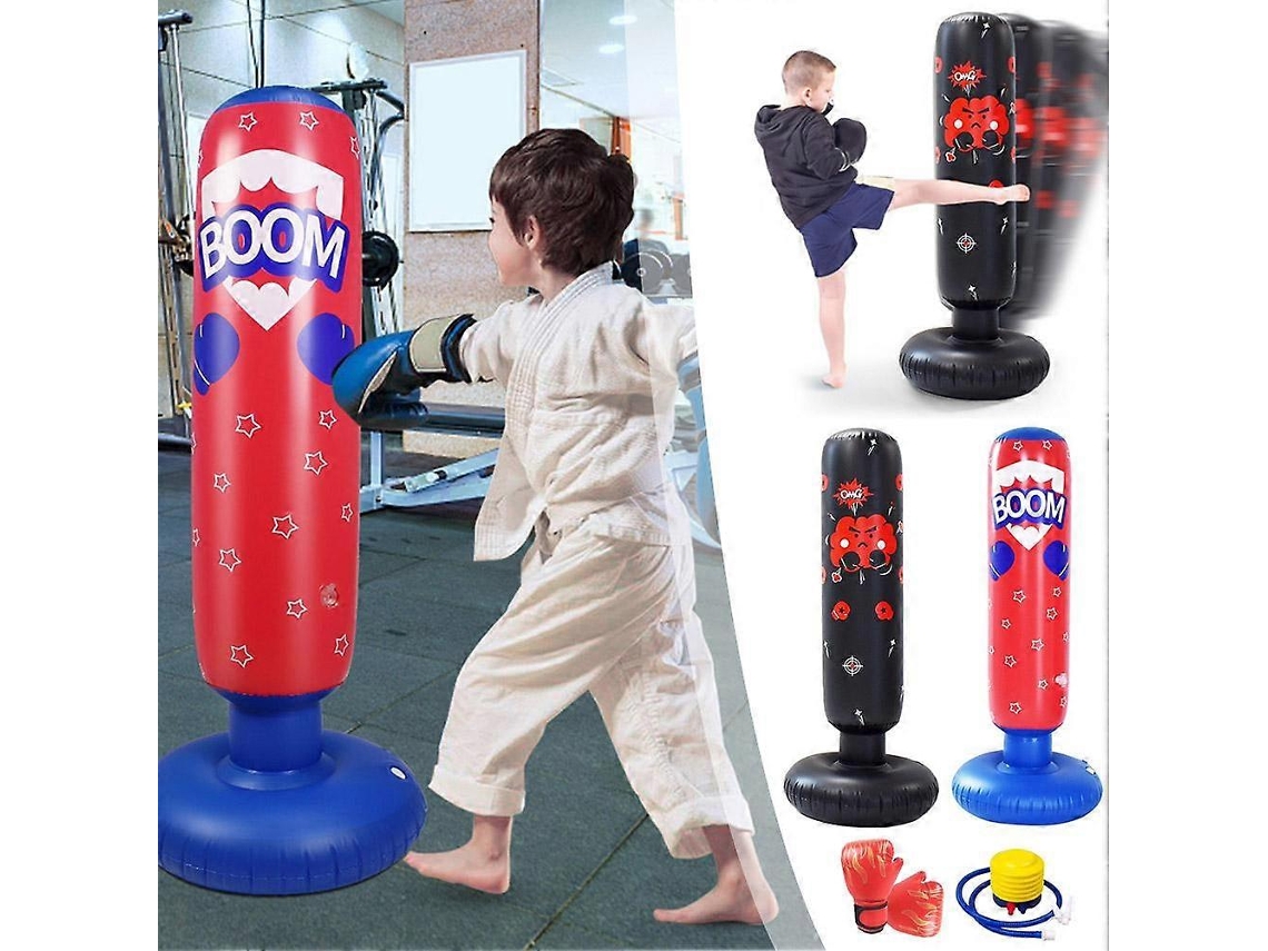 Saco De Pancada Preto Bomba E Luvas Saco De Pancada Infantil De 120 Cm Com Luvas E Inflador, Adequado Para Karatê E Taekwondo Brilvibera (a)