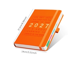 Agenda 2027 Com Etiquetas Mensais E Capa Dura Em Pele Sintética Laranja Panoona