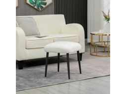 Banco quadrado independente para sala de estar e quarto com visual cashmere e pernas de aço 42x42x47cm Liptaptyn Creme