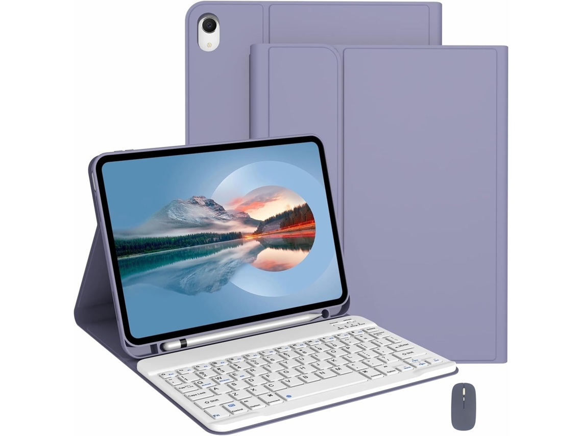Capa Com Teclado Para Tablet Lurelia, Compatível Com I Pad 11" (2025) Com, Roxo Escuro, Teclado Bluetooth, Rato 2.4g