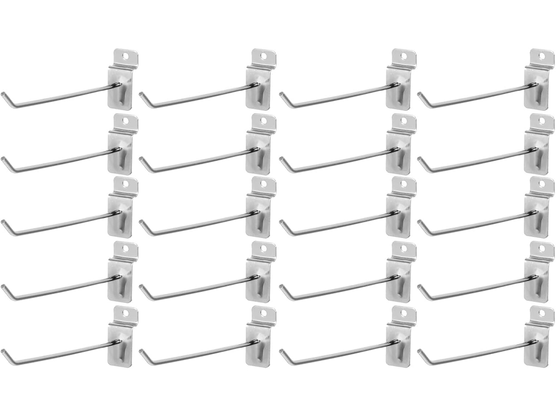 Pacote com 20 Ganchos de Metal Reforçado de 15 Cm para Painéis Perfurados, Prateleiras Aramadas e Armazenamento. SFUSHOS