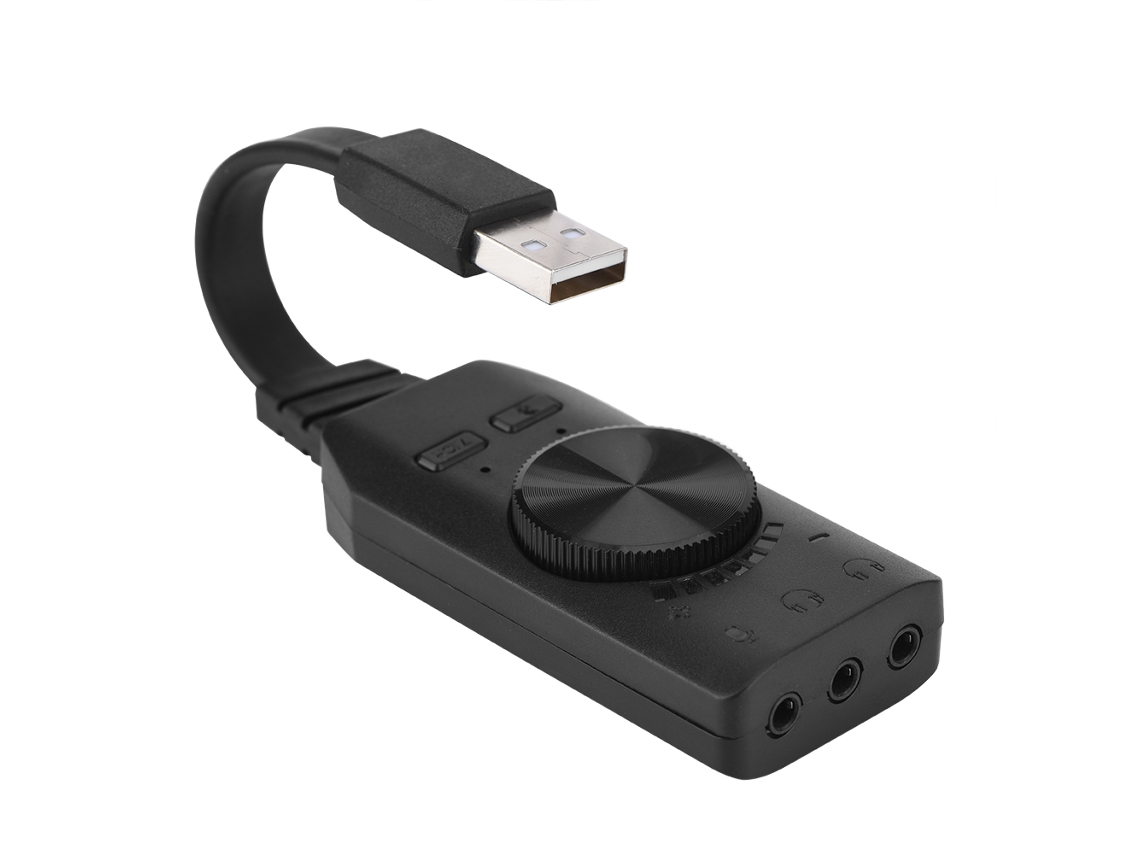 Placa De Som Usb Externa Plextone Gs3 Com Canal Virtual 7.1 E Microfone Estéreo Para Notebook E Computador
