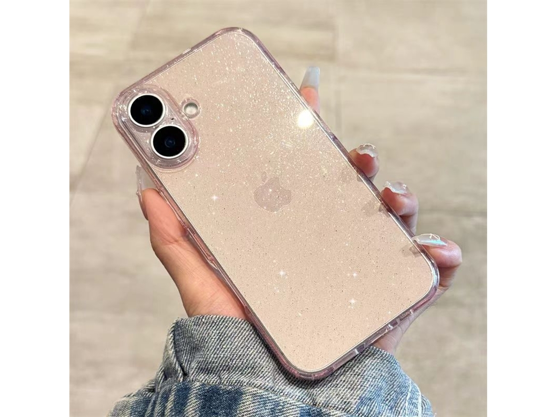 Capa Para Iphone 17 Pro Rosa Com Flash Interno, Transparente, Ultrafina E Macia.
