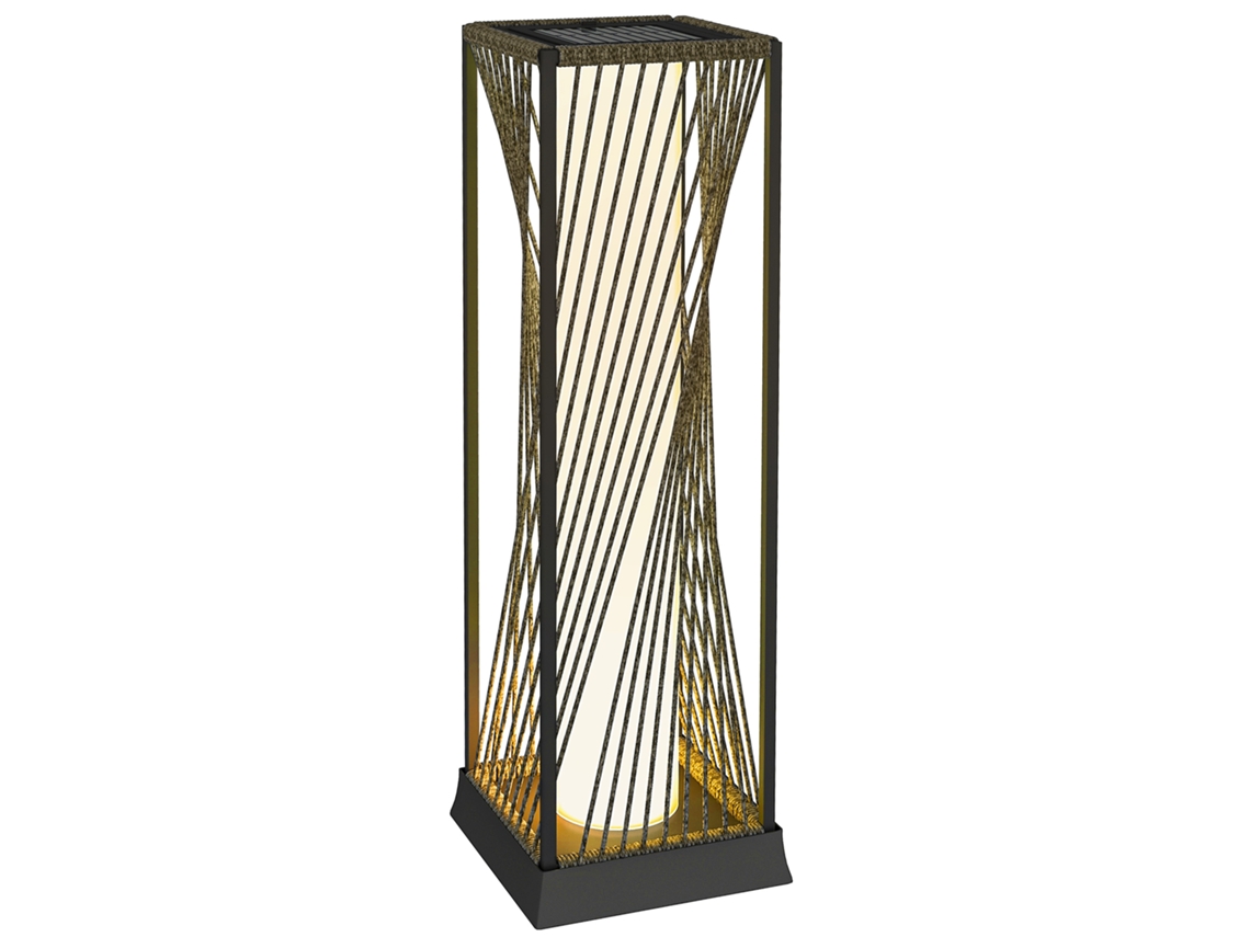 Luminária De Piso Solar De Rabat Com Sensor De Luz 25 Led Estilo Boho Lâmpadas Solares Ip44 À Prova De Respingos Preto+cinza