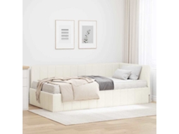 Vidaxl Estrutura De Cama De Canto Com Colchão 2 Unid. Creme Veludo