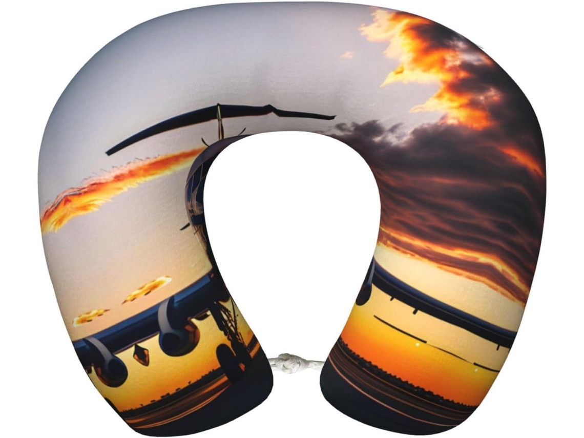 Travesseiro de Viag Sunset Airplane em Espuma Viscoelástica Suporte para o Pescoço Casa e Escritório 100 %