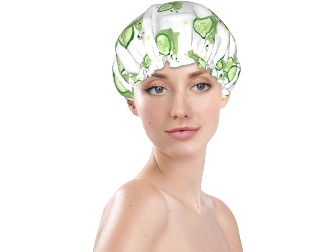 Touca De Banho Feminina, Reutilizável, Impermeável, Dupla Camada, Com Elástico, Ideal Para Cabelos Longos, Com Detalhes