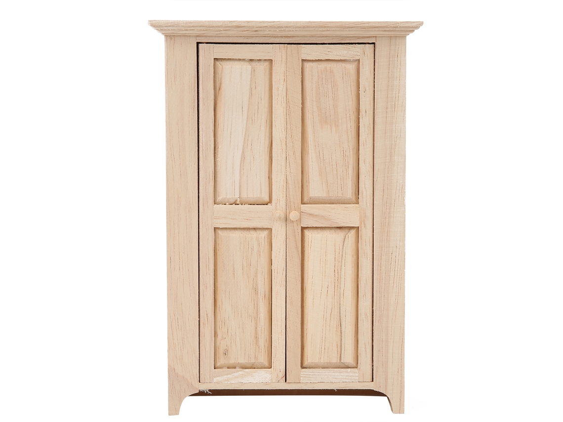 Guarda-roupa De Madeira Miniatura Para Casa De Bonecas 1:12, Móvel Simulado Brinquedo