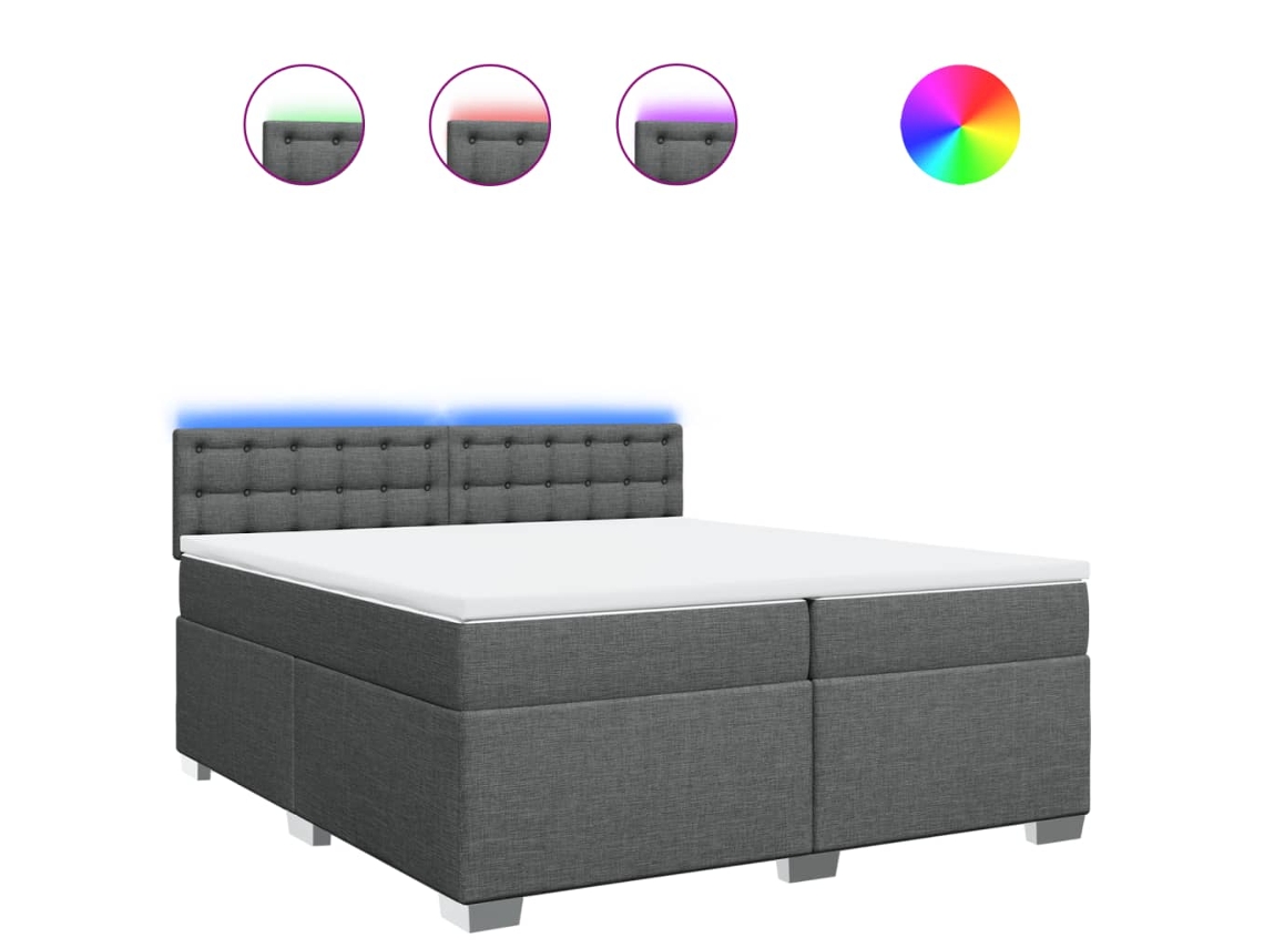 Box Spring Bed, Box Spring Beds Vidaxl Cinzeto Tecido (200 X 200 Cm)