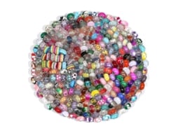 2026 200 Pérolas de Vidro com Buraco Grande para Joiaria, Pérolas de Cores Mistas em Lote para Artesanato Diy