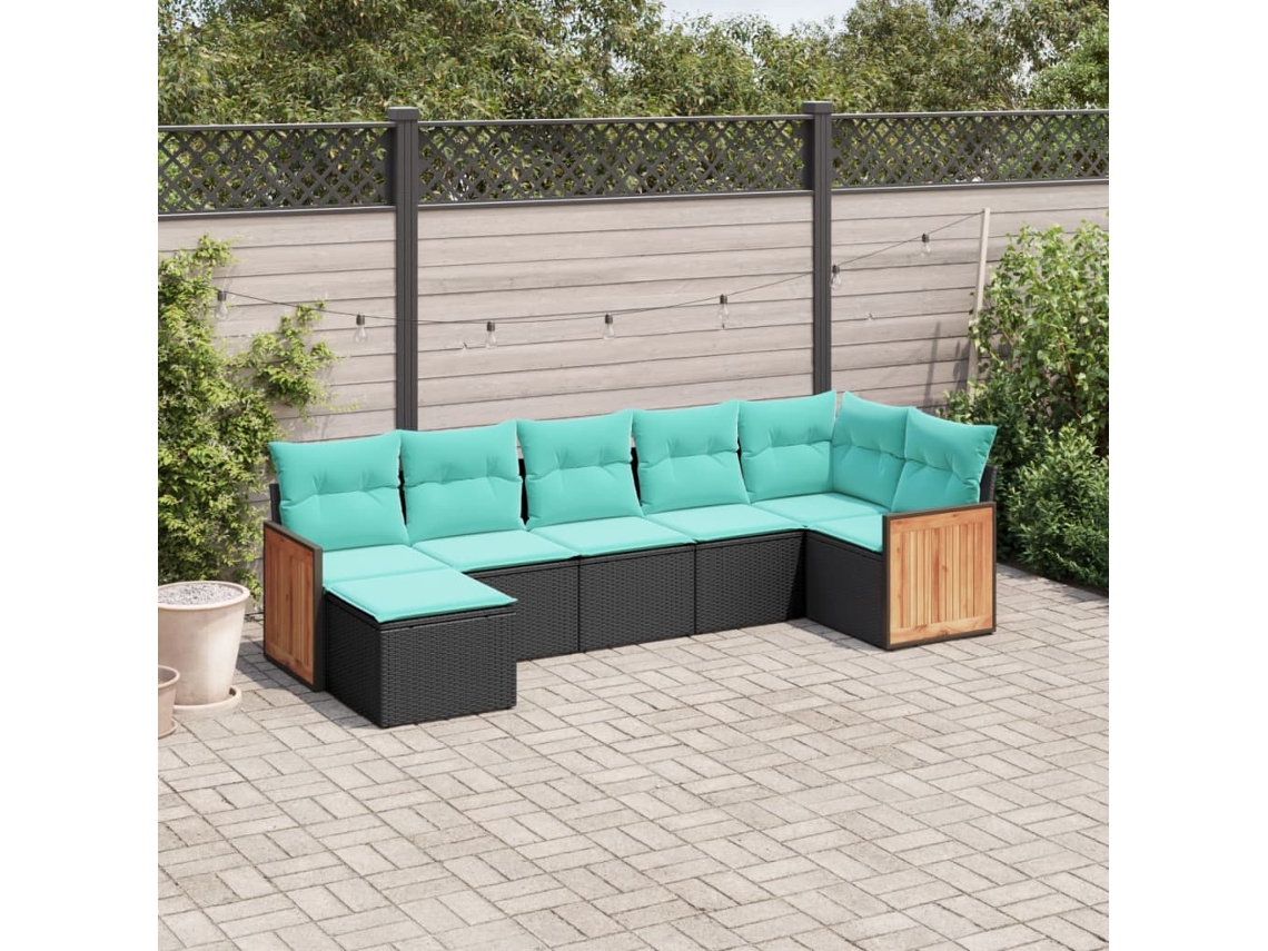 Conjunto de Jantar para Jardim com 7 Peças em Madeira de Acácia Maciça 150x200 cm VIDAXL