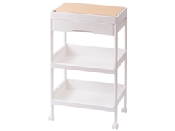 Carrinho articulado com 3 funções, tampa e rodas, estrutura resistente, ecológico, ideal para salão de beleza, quarto e amplo espaço de armazenamento.
