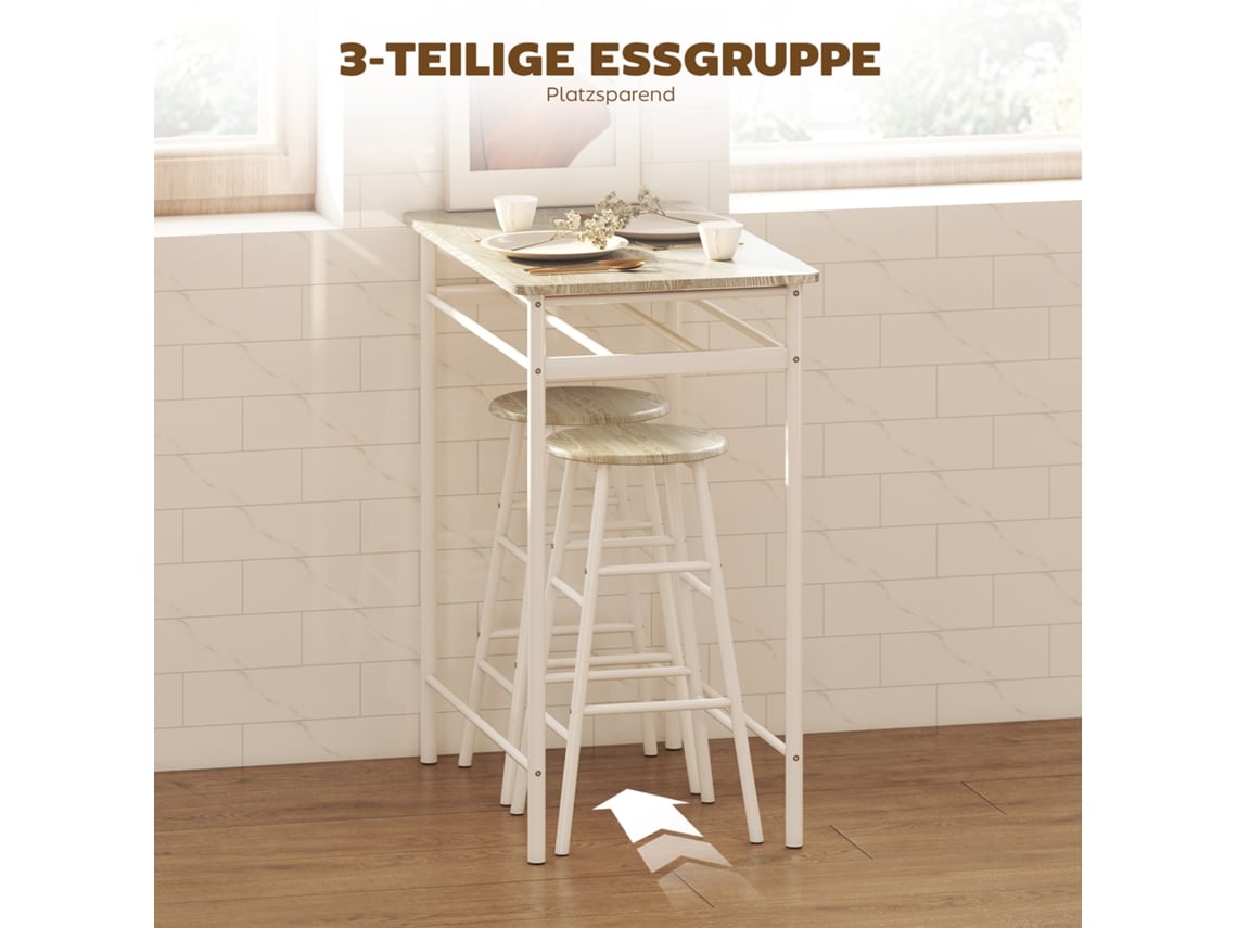 Conjunto De Mesa E 2 Bancos, Branco