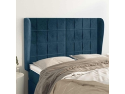 Vidaxl Cabeceira Cama C/ Abas Veludo 147x23x118/128 Cm Azul-escuro