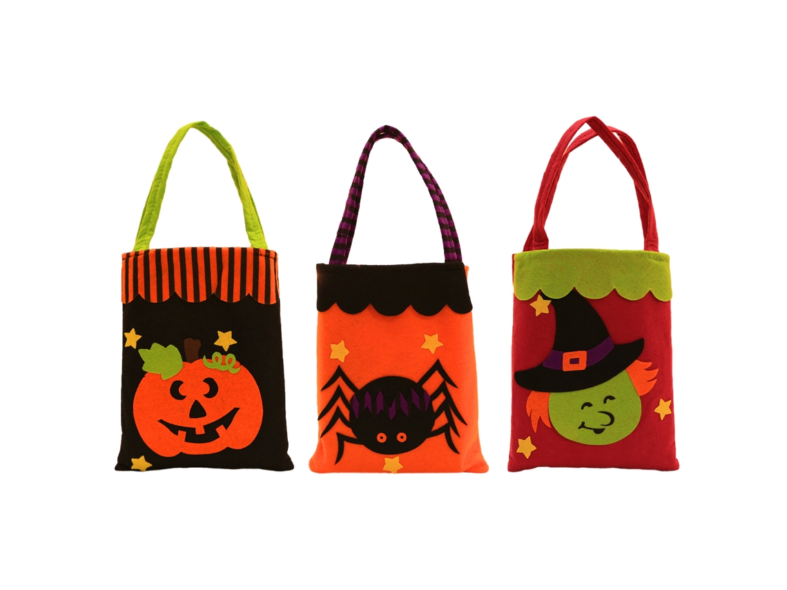 3 Pcs Sacos de Halloween Grandes Reutilizáveis para Compras e Guloseimas NEVEANCE