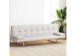 Vidaxl Sofá-cama Ajustável C/ 2 Almofadas Couro Artificial Branco Nata