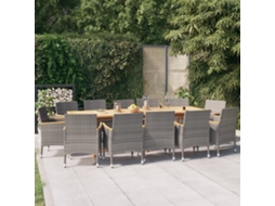 Vidaxl 13 Pcs Conjunto De Jantar Para Jardim Com Almofadões Cinzento