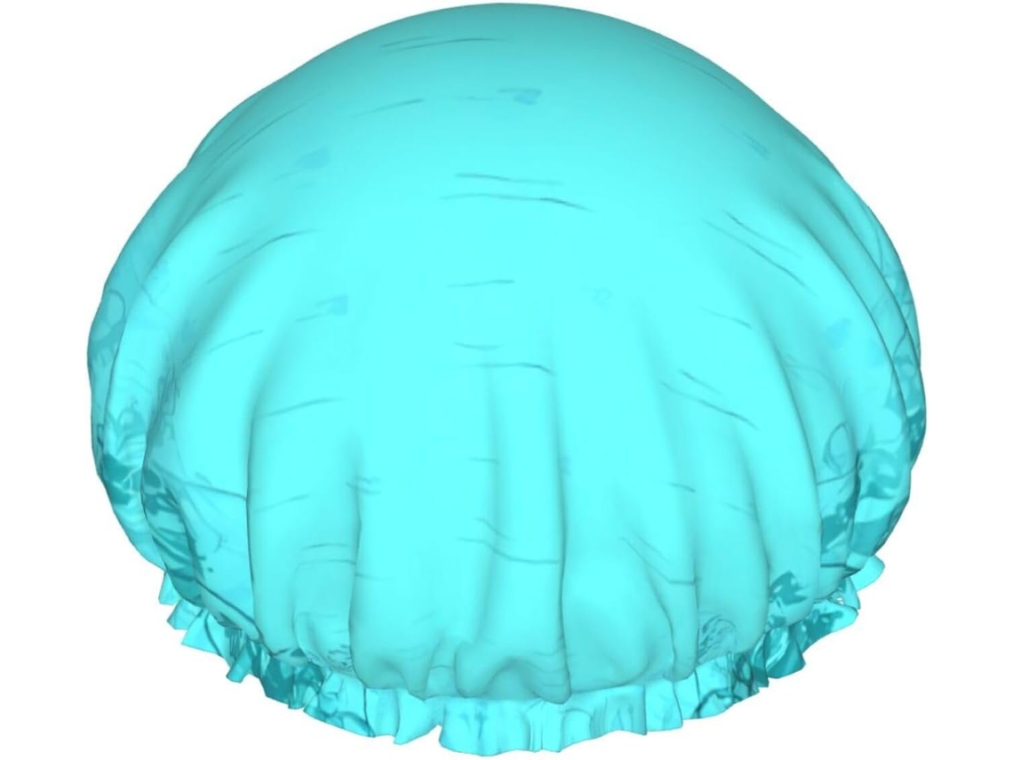 Touca De Banho Estampada Em Azul Petróleo – Reutilizável, Dupla Camada, Item Essencial Para Viagens, Ideal Para Hotéis