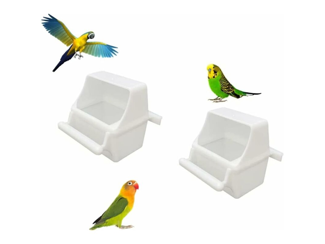 Alimentador Automático para Pássaros Pequenos, Gaiola Anti derramamento, Comedouro Suspenso, Comedouro de Plástico e Bebedouro 2 Peças AQUAFORGE