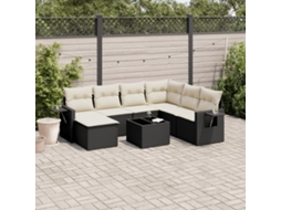 8 Pcs Conjunto Sofás De Jardim Com Almofadões Vime Pe Preto Dkd Home Decor