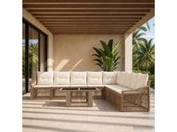 Vidaxl Conjunto De Sofá De Jardim 10 Unid. Bege E Branco Creme Vime Pe