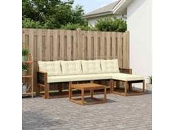 Vidaxl Conjunto De Sofás Para Exterior 6 Pcs Natural E Creme