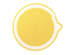 Tapete Isolamento Mesa Corda Algodão Fruta Amarelo Grande 30cm