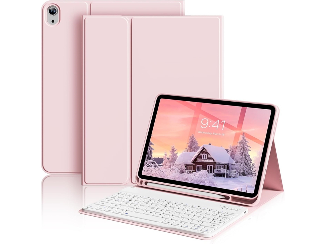 Capa Teclado Bluetooth Czhhmart Para Ipad 10th(2022)/11th(a16) Polegadas,(rosa)